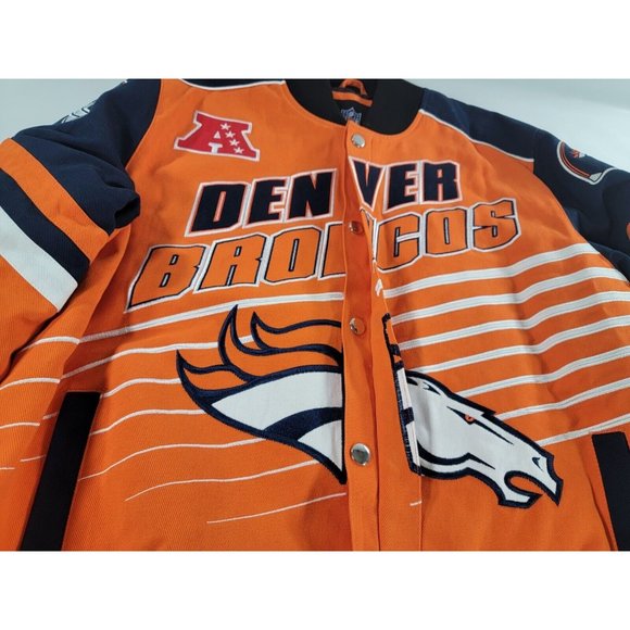 New! NFL Denver Broncos Embroidered Cotton Canvas Varsity Jacket Coat Men Sz XL - Picture 5 of 12